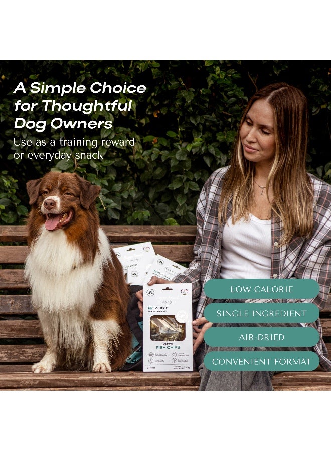O2Pets Dog and Puppy Fish Chips Hypoallergenic Treats – 100% Cod Skin Single Ingredient Snack – Healthy Reward for Sensitive Skin, Food Sensitivities & Gentle Digestion, Natural Dental Plaque Prevention 70g - Image 5